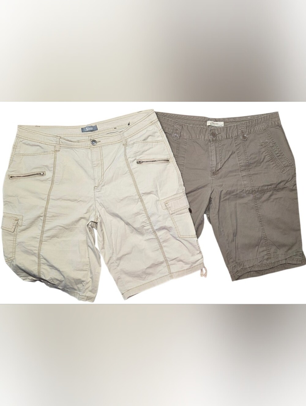 2 Pr Casual Cargo Shorts Neutral Colors 36" Waist Womens